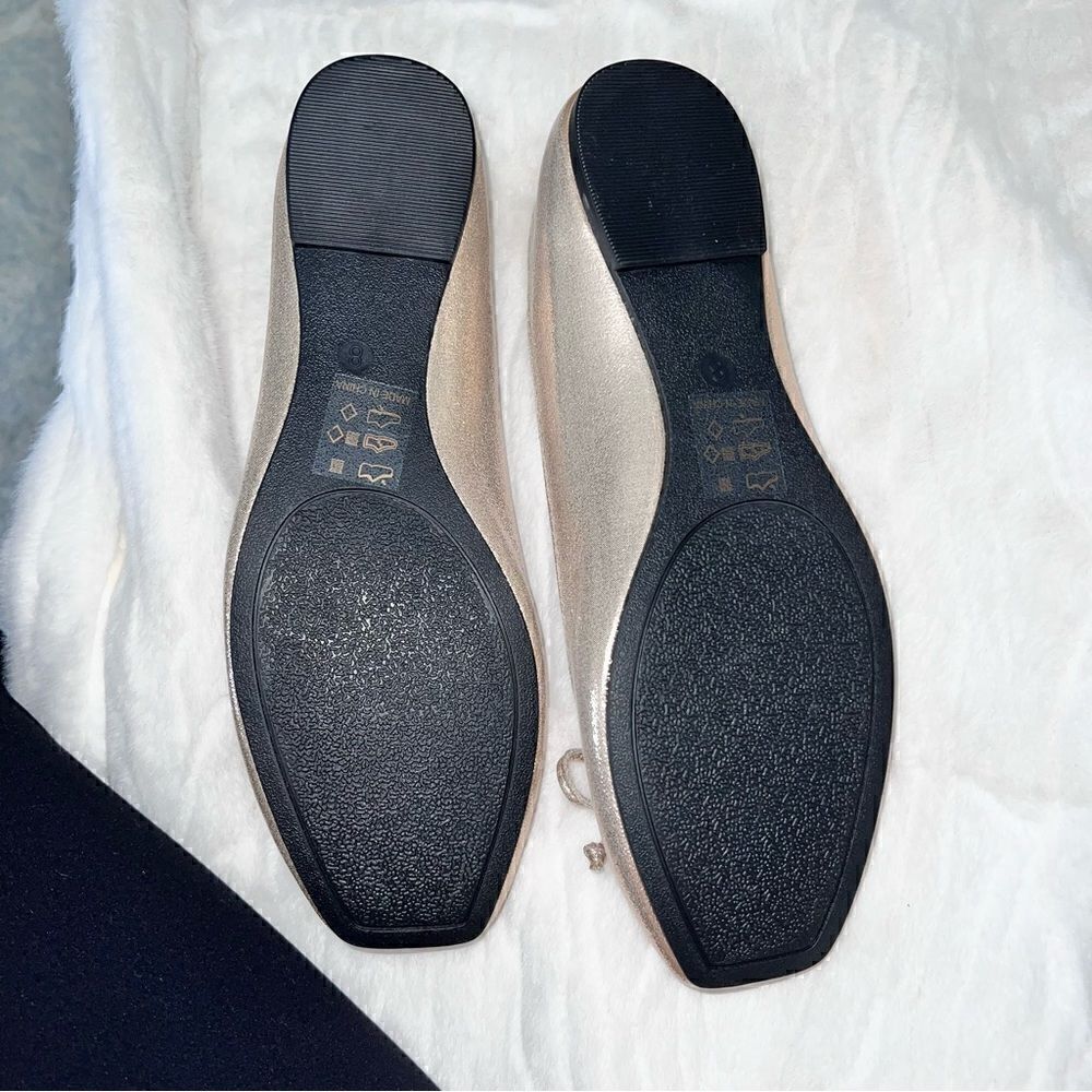 Gold square toe ballet flats with bow- brand new without box size 8 - Picture 9 of 11